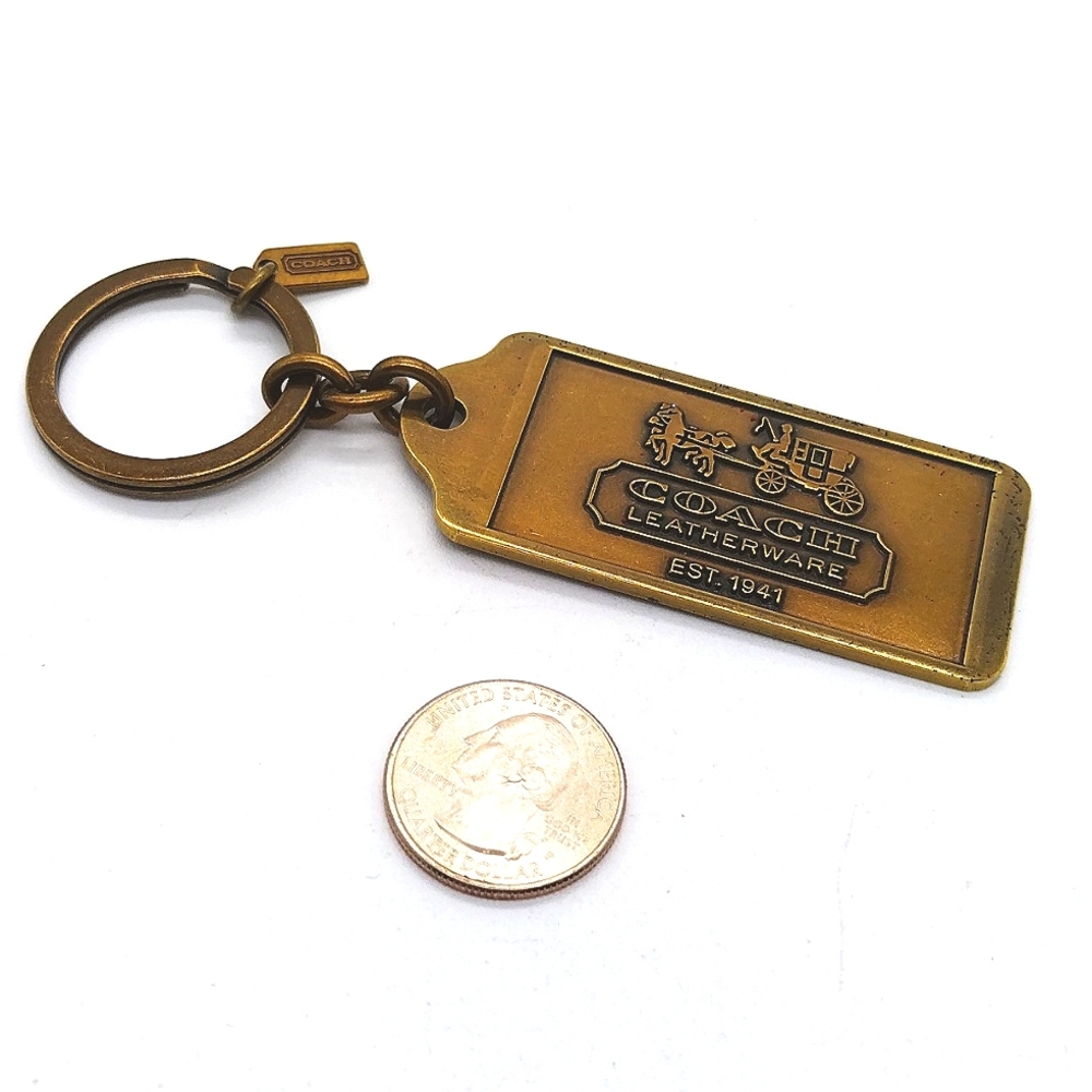 2 LEFT! Vintage Large COACH Brass Keychain Fob Tag Purse Charm - Picture 6 of 6